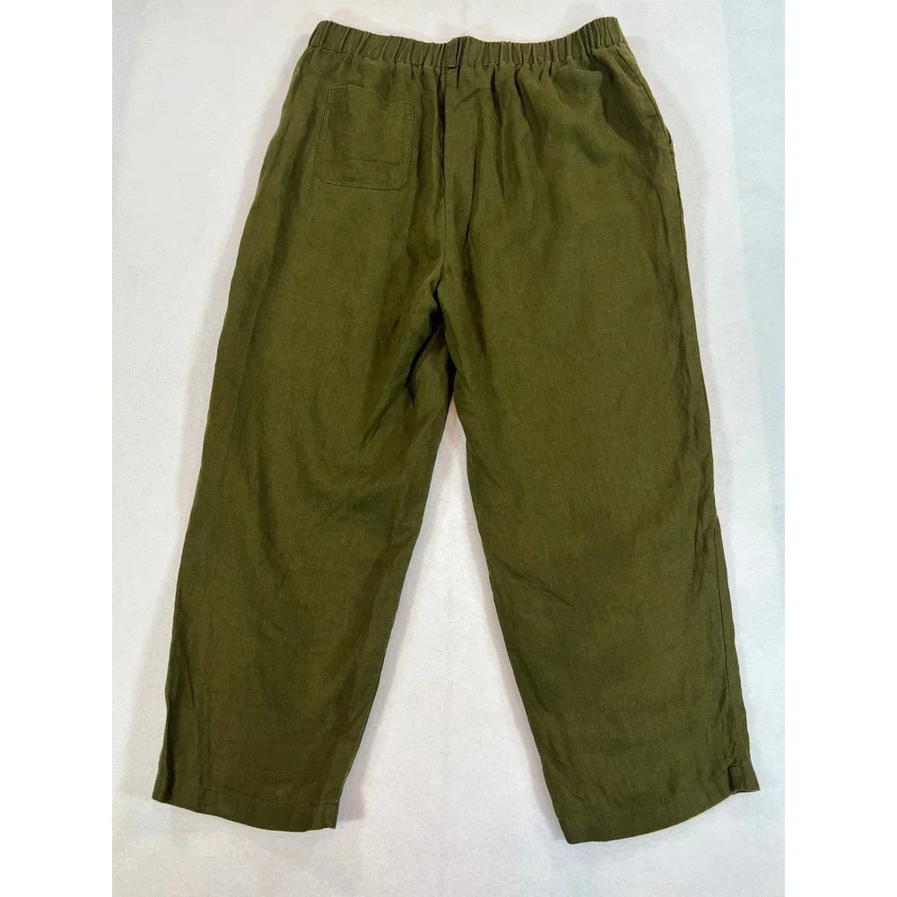 Quince 100% European Linen Straight Leg Pants Olive Green Minimalist Capsule